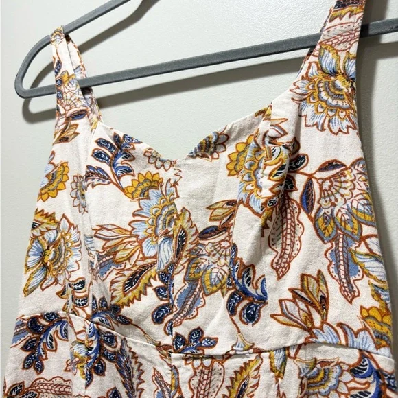 Old Navy Sleeveless Good Bodice Light Blue Cream Floral Sun Casual Dress Midi M - Picture 3 of 6